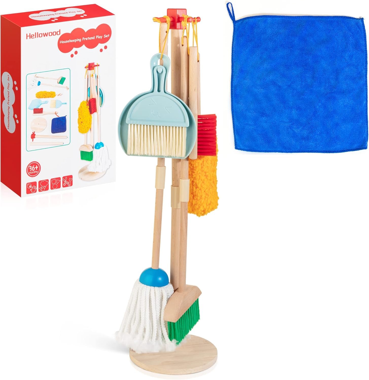 81wiAGjC97L._AC_SL1500_ Hellowood Kids Wooden Cleaning Set – 8-Piece (2Yr+) - Image 1