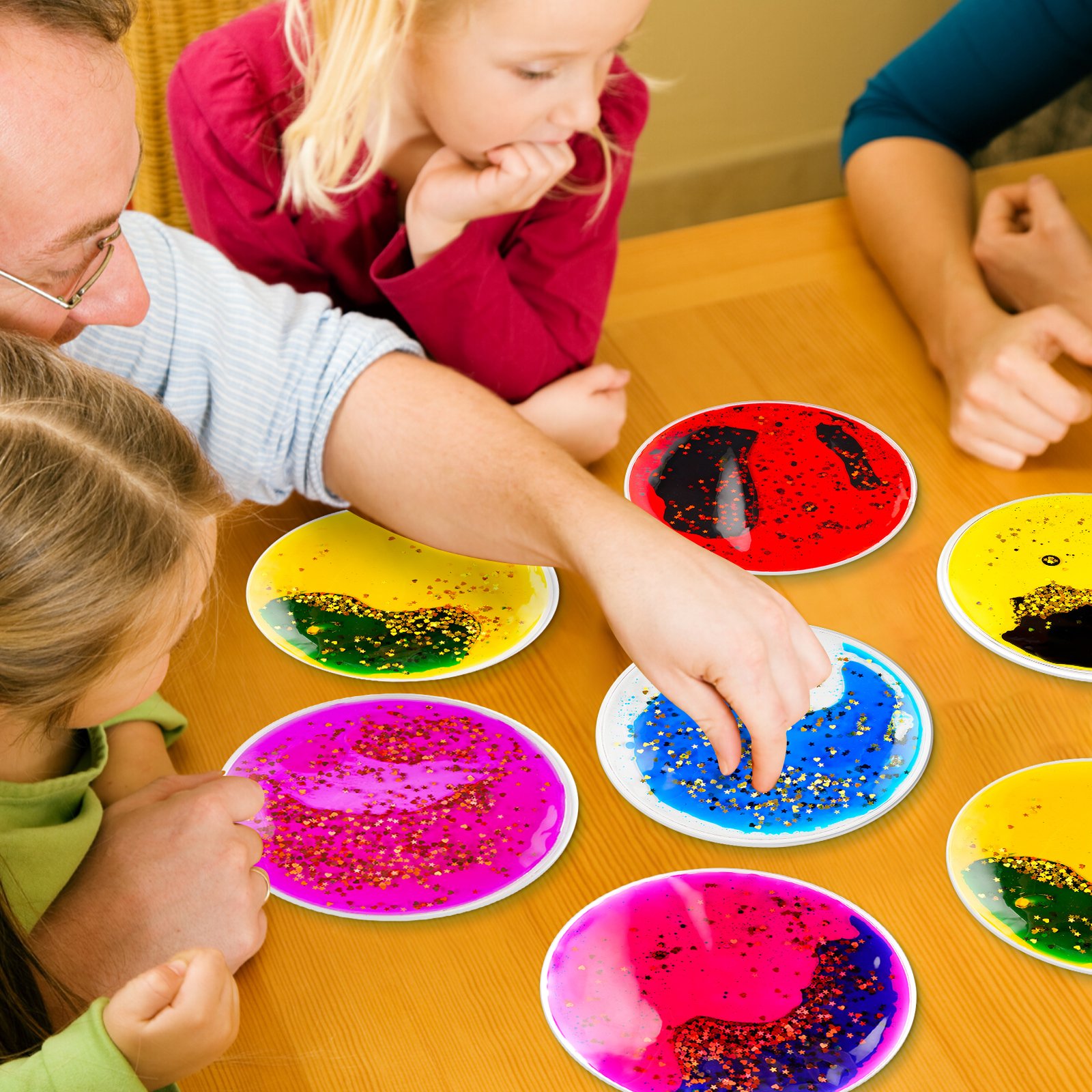 H9ac7a1080c2c4fe1ab081f0b58976074H Sensory Colourful Liquid Round Mat – Set of 6 - Image 3