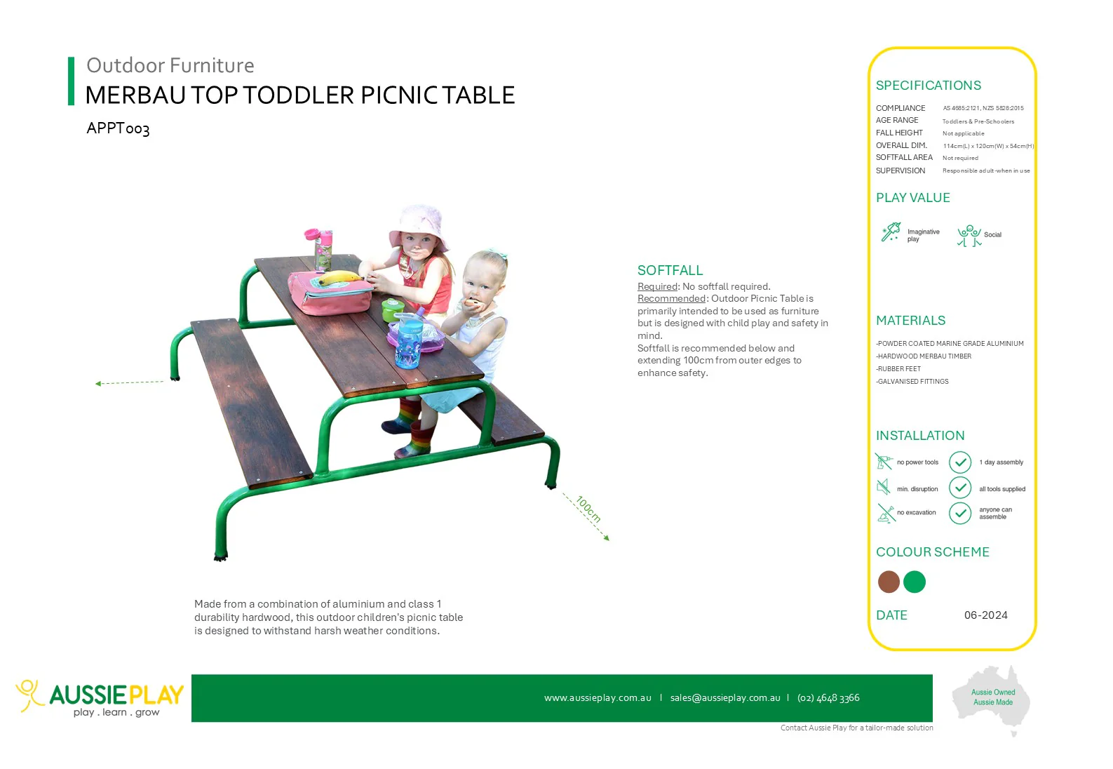OUTDOORFURNITURE_MERBAUTOPPICNICTABLE_INFODOCUMENTATION_2024 Merbau Top Picnic Table- Toddler - Image 5