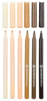 Skin Tone Coloured Markers Set of 6 - Image 3