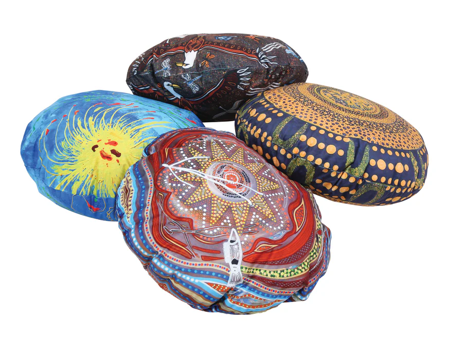 LIJ2068_1 Aboriginal Round Cushions -60cm dia- Set of 4 - Image 1