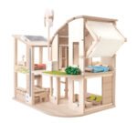 PlanToys Green Dollhouse with Furniture – Wooden Playset (Ages 3+)