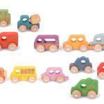 Rainbow Wooden Vehicles Set - 12pk